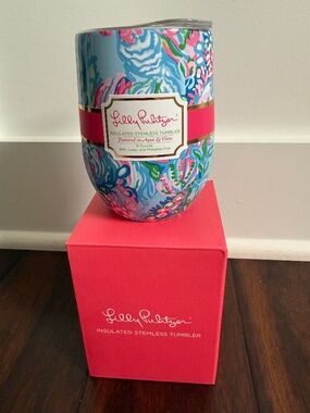 NIP Lilly Pulitzer Stemless Insulated Tumbler in Aqua La Vista